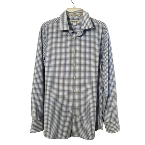 Mizzen+Main Performance Shirt Men’s Sz L Trim Blue Check Stretch No Tuck - Picture 4 of 13